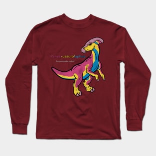 Pansexusaurolophus/Parasaurolophus Text - Pansexual Pride Long Sleeve T-Shirt